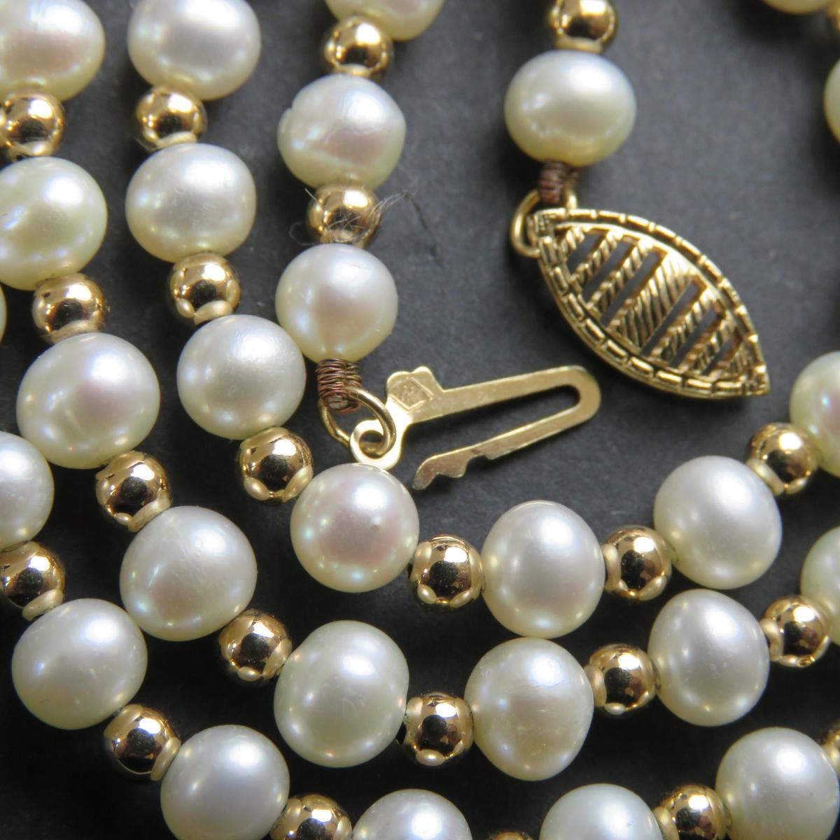 14kt Gold & Pearl Earrings, 4 Necklaces & Bracelet