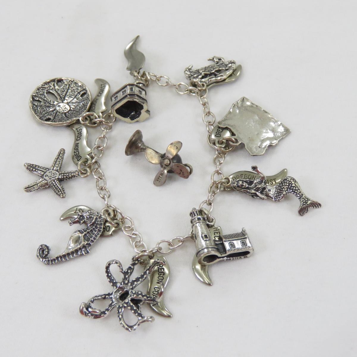 Wheelr Mfg.  Oregon Coast Sterling Charm Bracelet