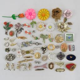 Vintage Floral Enamel, Figural and Other Brooches