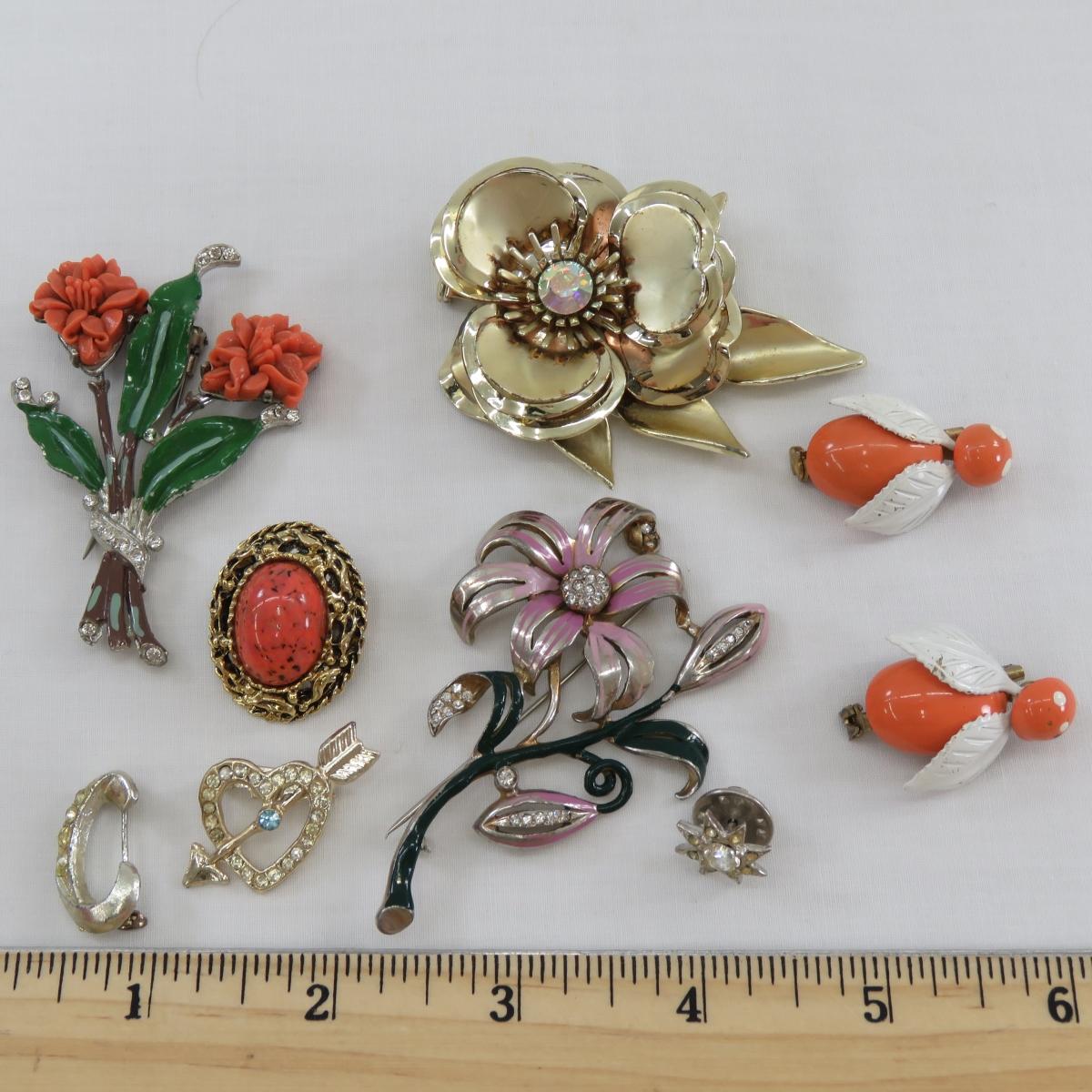 Vintage Floral Enamel, Figural and Other Brooches