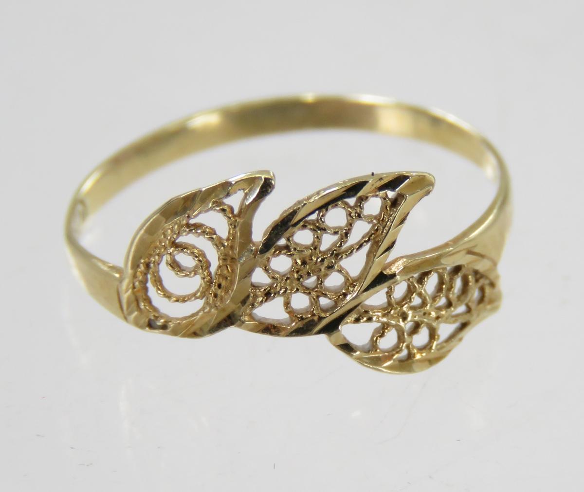 14kt Yellow Gold Filigree Earrings and Ring