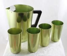 Mid-Century Regal Aluminum Pitcher & 4 Tumblers