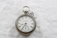 Elgin Key Wind Pocket Watch Fahys Ore Silver Case