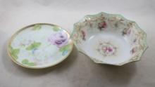 R S Prussia Serving Bowl, Bavaria Floral Plate