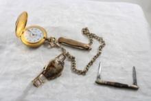 Benrus Watch, 17J Pocket Watch w/Knife Fob, Knife