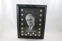 Framed Roosevelt Silver Dime Collection 1946-64