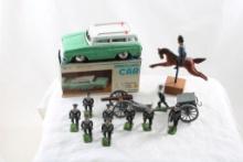 Lead Military Figures, Canon, Ammo Box, Travel Car