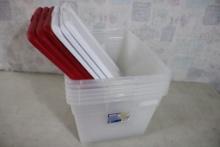 6 Plastic Totes 53 Quart all With Lids