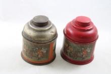 2 Vintage Tin Litho Tobacco Humidors Hunt Scenes