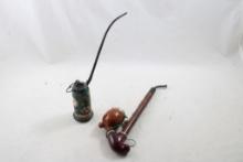 Oriental Porcelain Pipe & Branch Long Stem Pipe