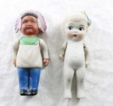 2 Bisque Jointed Dolls Native American/Google Eye