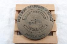 1989 Bronze US Defense Map Survey Marker Disc