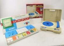 Vintage Monopoly and Fisher Price Record Player