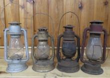 4 Antique Lanterns- Dietz No 8 Air Pilot & Others