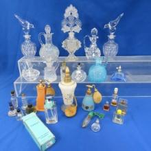 Collection of vintage & antique perfume bottles