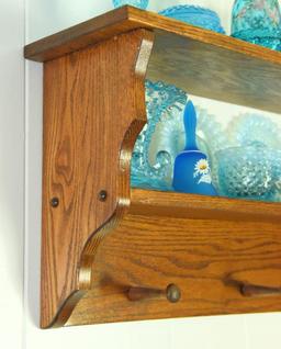 Lot #18- Contemporary Oak 30” wall shelf with hat/coat hanger hooks