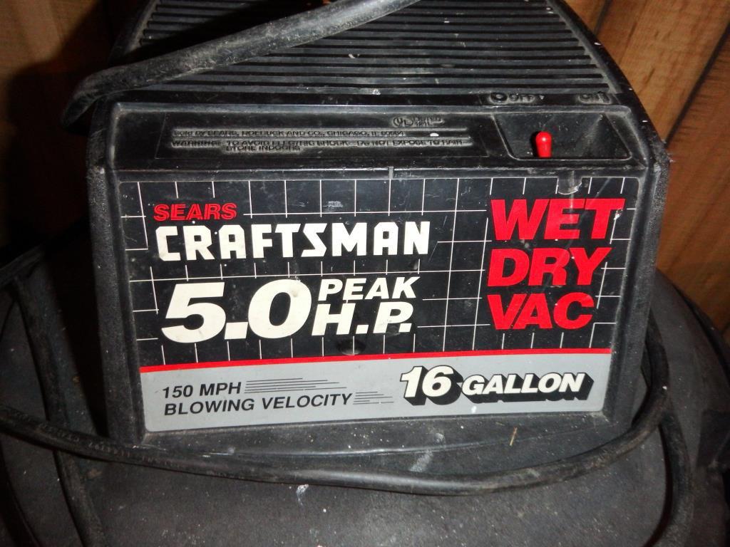 Lot #393b- (2) shopvacs to include Craftsman 5 horsepower 16 gallon and 5 gallon shop vac