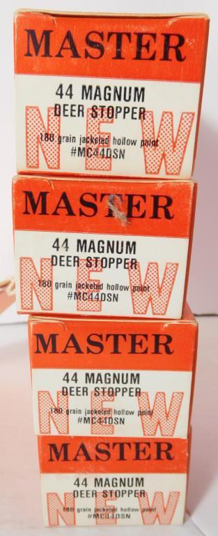 Lot #15L - (6) Full boxes of Master Cartridge 44. Magnum deer stopper 188 grain jacketed hollow