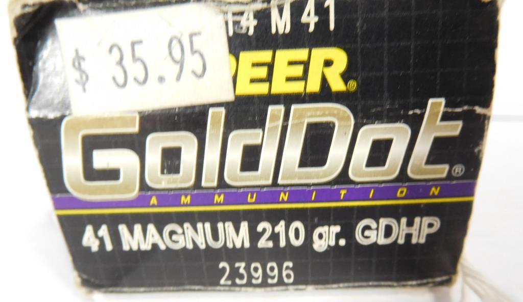 Lot #45K - (2) Full boxes of Federal .41 Remington Magnum and (7) rounds of Gold Dot  .41 Magnum