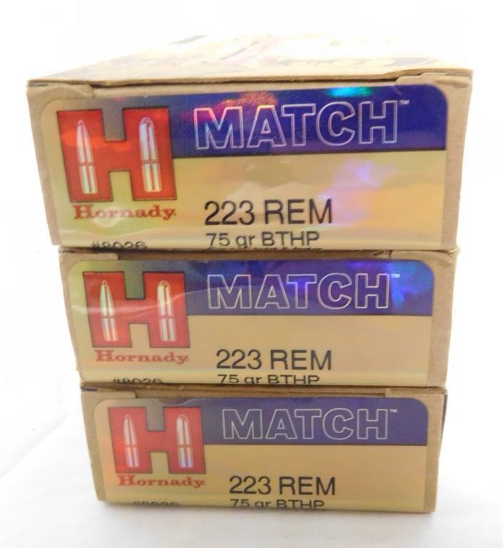 Lot #60H - (200 total rounds) .223 ammo by Hornady, Winchester and Silver Bear