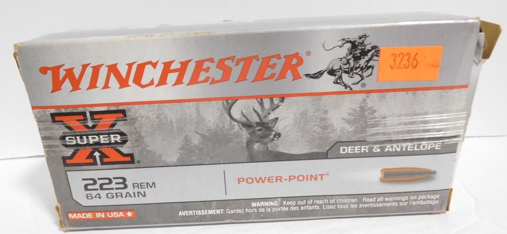 Lot #60H - (200 total rounds) .223 ammo by Hornady, Winchester and Silver Bear