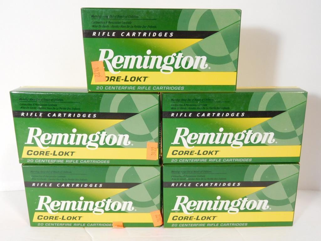 Lot #60K - (5) Full boxes of Remington Core Lokt .257 Roberts 117 grain (100 rounds  total)