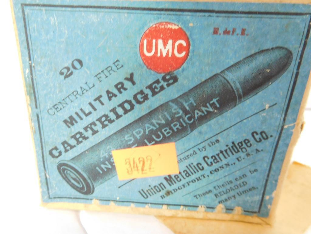 Lot #75A - (1) box of UMC .43 Spanish (20 rounds) and (1) box of the same spent  rounds (20