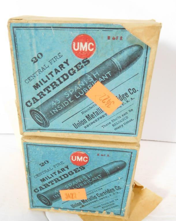 Lot #75A - (1) box of UMC .43 Spanish (20 rounds) and (1) box of the same spent  rounds (20