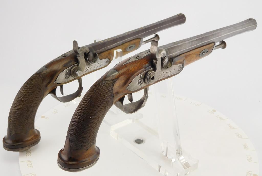 Lot #556 - Pair Canon & Foron Percussion Pistols