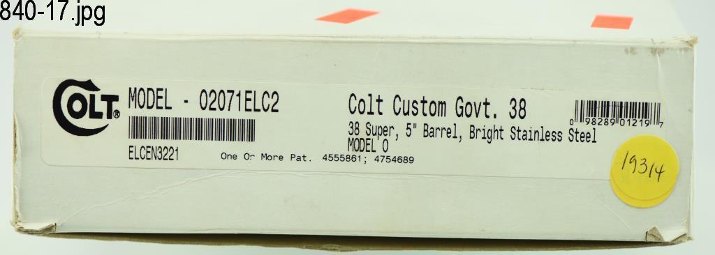 Lot #840 - Colt Custom Govt. .38 Sup Pistol