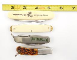 Lot #12 - (4) Outdoor Advertising Pen Knives to include: Rocky Mountain Elk Foundation,  Outdoor