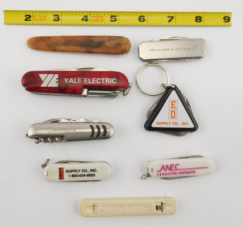 Lot #22 - (8) Electric Service & Supplies Advertising Pen Knives to include: A&N  Electric Coop