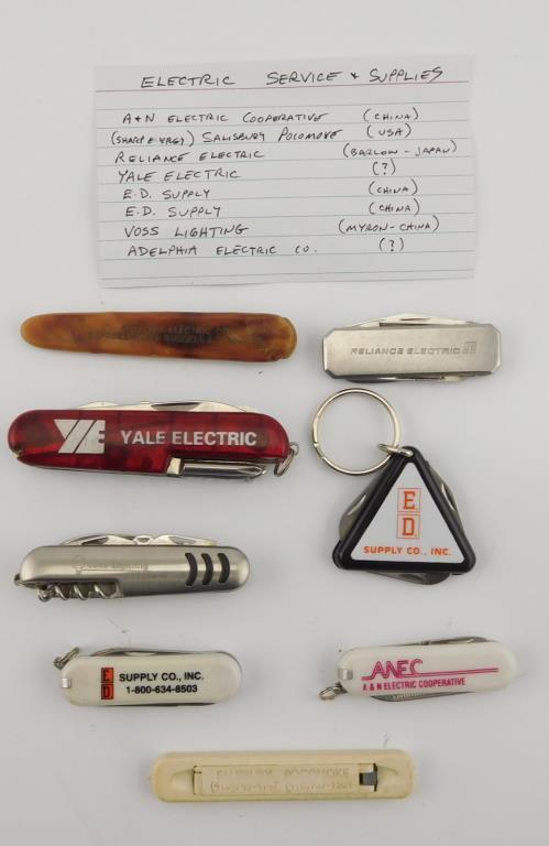 Lot #22 - (8) Electric Service & Supplies Advertising Pen Knives to include: A&N  Electric Coop