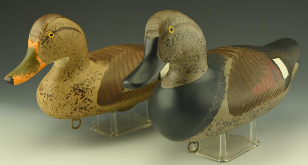 Lot 3309 - Pair of Capt. Harry Jobes, Aberdeen, MD Gadwall decoys Hen and Drake in Original