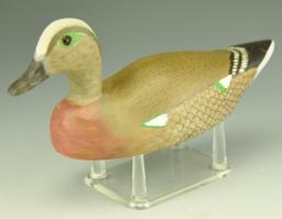 Lot 3376 - Dave Robbins miniature carved Baldpate Drake  signed 1983