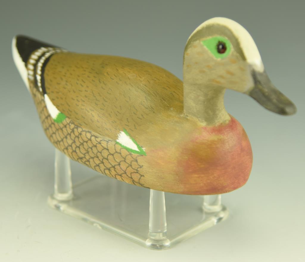 Lot 3376 - Dave Robbins miniature carved Baldpate Drake  signed 1983