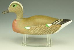 Lot 3376 - Dave Robbins miniature carved Baldpate Drake  signed 1983