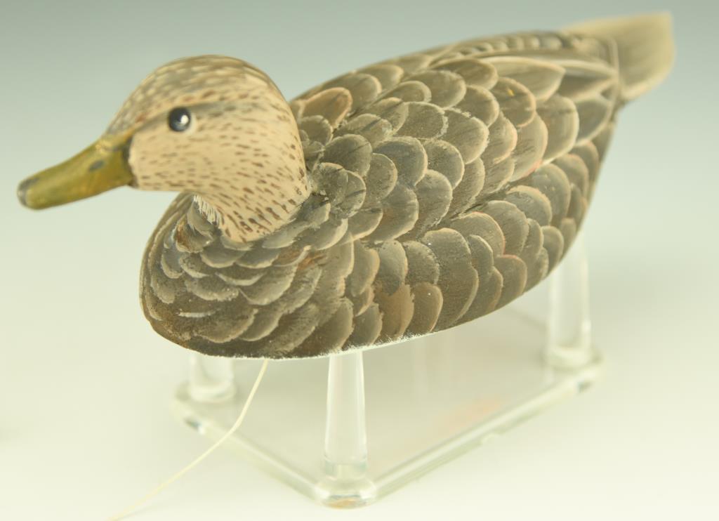 Lot 3384 - Ron Rue Dorchester Co. MD miniature carved  “A Shorter’s Wharf Style” Trophy Duck