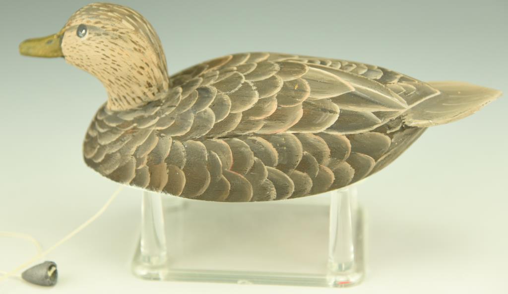 Lot 3384 - Ron Rue Dorchester Co. MD miniature carved  “A Shorter’s Wharf Style” Trophy Duck