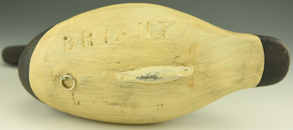 Lot 3398 - Vernon Bryant, Perryville, MD carved high head Canvasback drake branded BRYANT