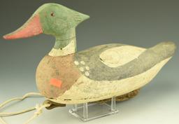 Lot 3399 - Contemporary Dorchester County American Merganser drake with line and weight  branded