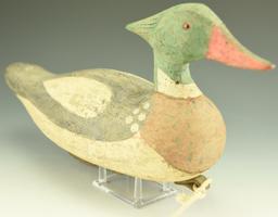 Lot 3399 - Contemporary Dorchester County American Merganser drake with line and weight  branded