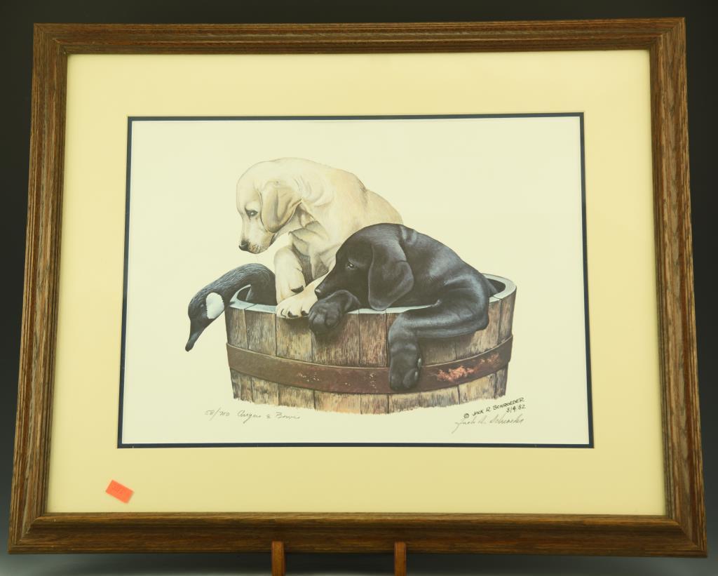 Lot 3481F - Framed Retriever print S/N Jack R. Schroeder 58/700