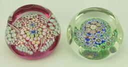 Lot 1244a - (6) Excellent quality faceted millefiori art glass paperweights, one is numbered