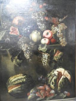 Lot 1720 - 17thC Flemish early oil on canvas painting depicting a still life scene with all types