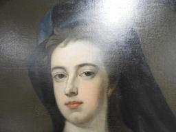 Lot 1721 - Antique mid 18thC oil painting of Lady North on canvas: in antique carved & gilt frame