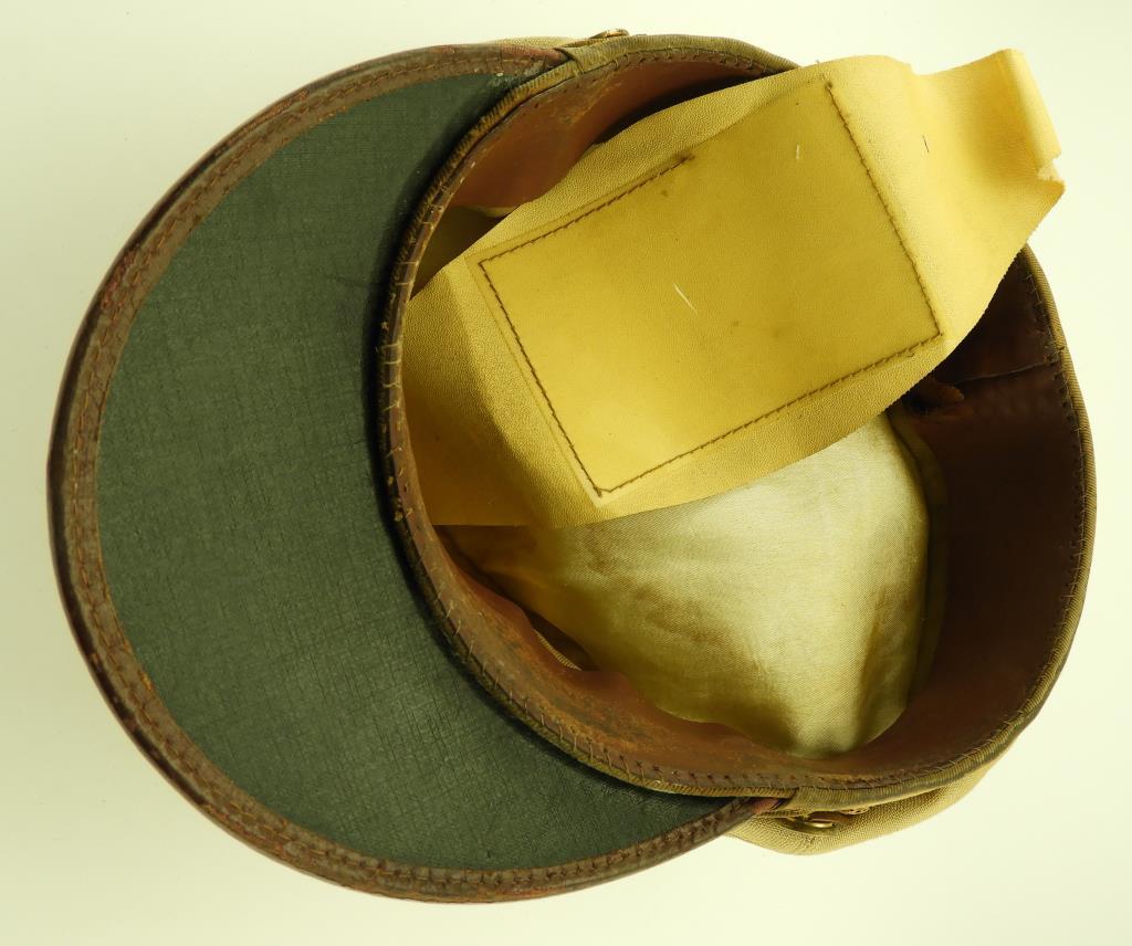 6 US Army Peaked Officer Hats - Olive Drab, Tan & Navy Blue. Most made by Bancroft Military Caps.