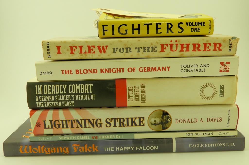 Military reference books to Include: 7 total- The Happy Falcon by Wolfgang Falck, Sopwith Camel