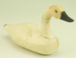 Lot #15 - Miniature carved Swan decoy by the Holly Family Havre de Grace, MD  (old repair to