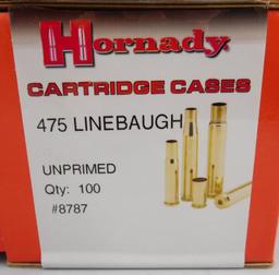 Lot #170 - (1) box of  Hornady .475 Linebaugh Cartridge cases (100 total), (1) Cast  Performance